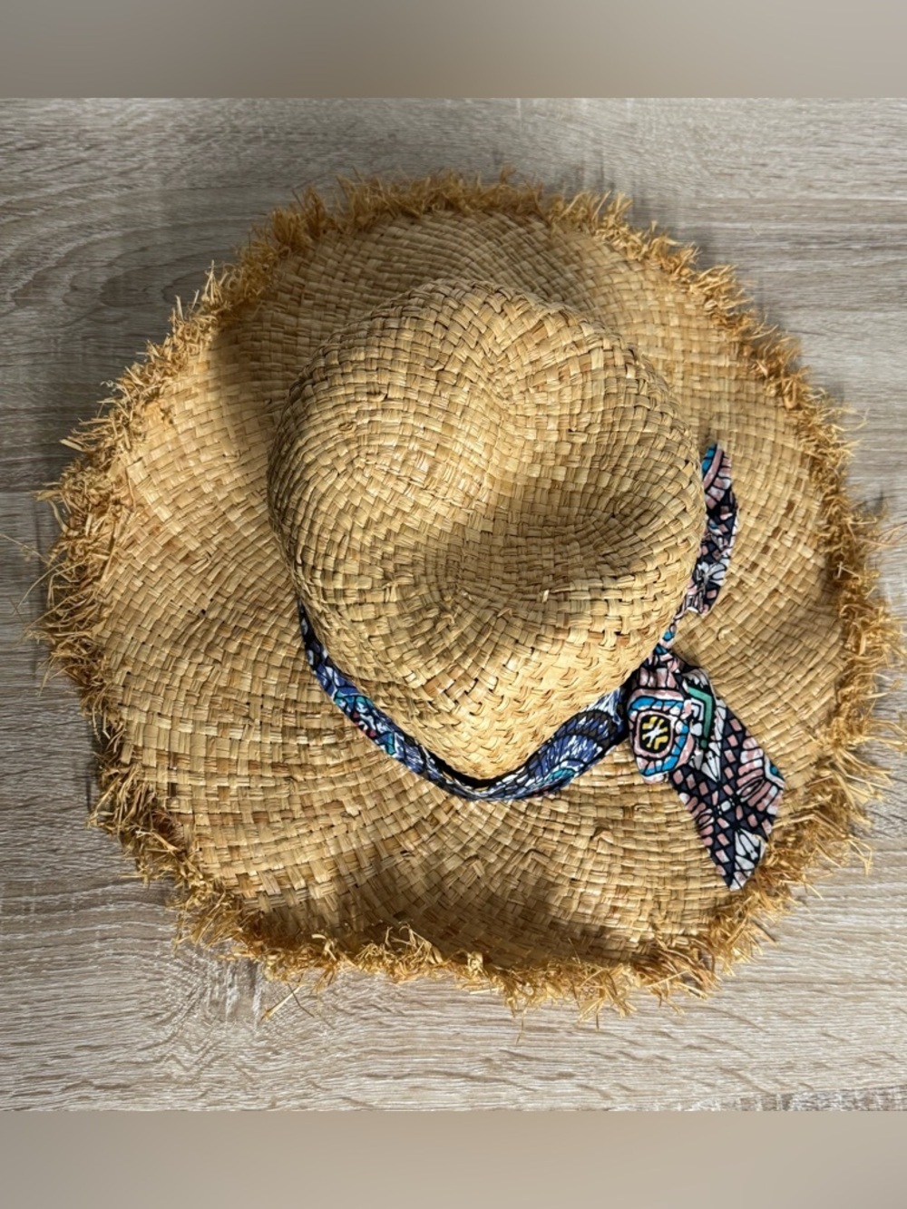 Natural-colored raffia straw floppy hat Women Size M-L - Picture 6 of 9